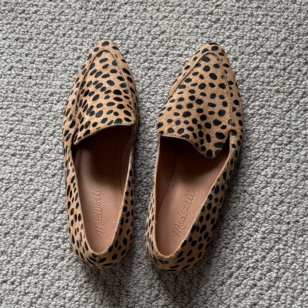 Madewell Tan and Black Spotted Flats